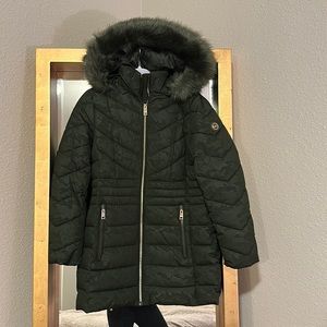 Michael Koran green camo down winter coat